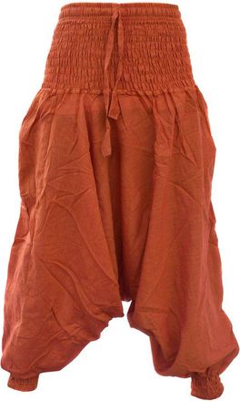 Gheri Womens Plain Multilayered Elastic Waist Light Harem Trousers Orange