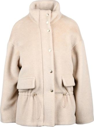 Eleventy Plush Alpaca Wool Cashmere Blend Coat With High Collar