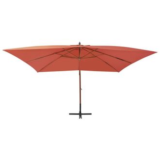 Berkfield Home Cantilever Umbrella with Wooden Pole 400x300 cm Terracotta