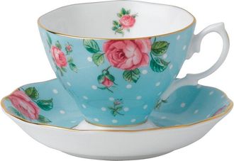 Royal Albert Polka Blue Teacup & Saucer