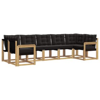 vidaXL Conjunto De Sof&aacute;s De Exterior Con Coj&iacute;n 7 Pcs Blanco Y Negro Vidaxl