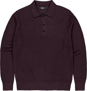Butcher of Blue Galway Polo LS - Heren - Tops - Paars - Maat: S Katoen