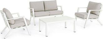 BIZZOTTO Conjunto Exterior 4 Piezas Sal&oacute;n Con Cojines Harley Blancos