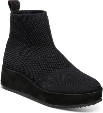 Eileen Fisher Womens Eileen Fisher Mars Boots Black Knit Wedge Heel Ankle Bootie ZAP1309