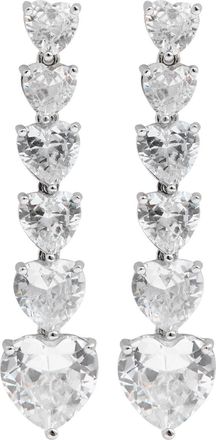 Kenneth Jay Lane CZ BY Kenneth Jay Lane Heart Rhodium-plated Drop Earrings - Silver - One Size