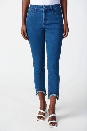 Joseph Ribkoff Embellished Hem Jeans In Denim Blue