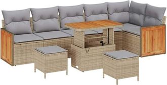 vidaXL Conjunto De Sof&aacute; De Jard&iacute;n 9 Pcs Beige Y Gris Claro Vidaxl