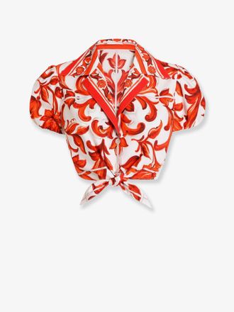 Dolce & Gabbana Camicia in cotone con stampa Maiolica - DOLCE & GABBANA - gender_Woman