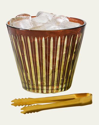 L'OBJET Prism Glass Ice Bucket with Tongs