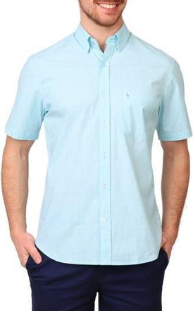 Tailorbyrd Micro Gingham Short Sleeve Button-Up Shirt in Seafoam at Nordstrom Rack, Size Xx-Large