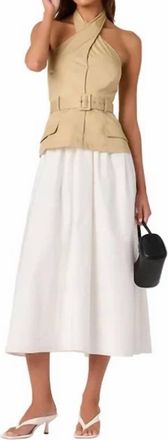 Astr Aleda Midi Dress In Beige/ White