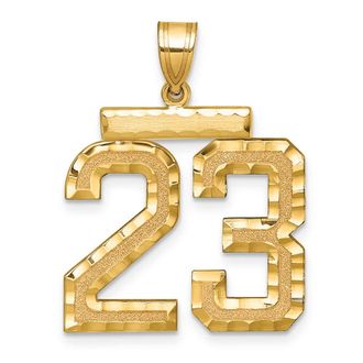 Diamond2Deal 14k Yellow Gold Large Brushed Diamond-cut Number Charm Pendant