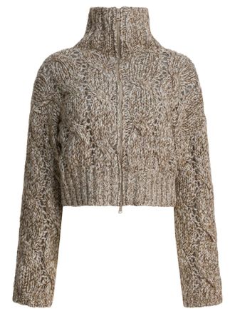 Brunello Cucinelli Brunello Cucinelli Dazzling Chiné Wool Zipper Sweater