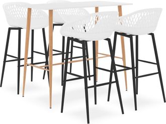 vidaXL Mesa Alta Y Taburetes De Bar 5 Piezas Blanco Vidaxl
