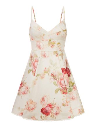 Zimmermann SHORT LINEN DRESS WITH FLORAL PRINT - Zimmermann - Woman