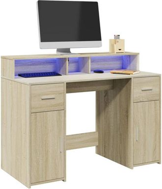vidaXL Vidaxl - Escritorio Con Led Madera Ingenier&iacute;a Roble Sonoma 120x55x91 Cm