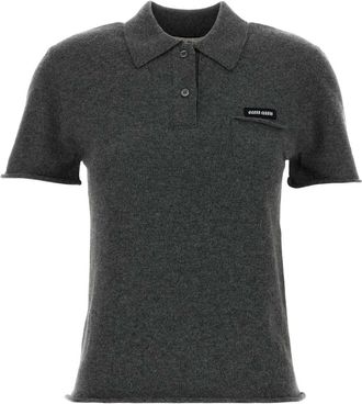 Miu Miu Grey Cashmere Polo Shirt