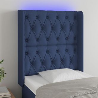 vidaXL Cabecero Con Led De Tela Azul 83x16x118/128 Cm Vidaxl
