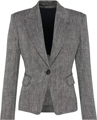 Brunello Cucinelli single-breasted linen-flax blazer - women - Linen/Flax - 40 - Black