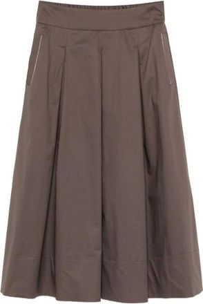 PESERICO Rokken, Dames, Bruin, M, Katoen, Lichtgewicht Stretch Katoen Satijn Midi Rok