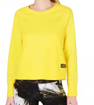 Calvin Klein Crew Neck Long Sleeves Top In Sunshine