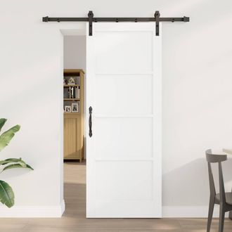 Berkfield Home Sliding Door with Hardware Set White 78x202 cm Solid Wood Pine