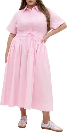 City Chic Lana Shirtdress in Heavenly Pink at Nordstrom, Size Xxxs