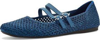 Rothy's The Double Buckle Mary Jane Womens Dress Flat Shoes Blue Mesh : 10.5 M