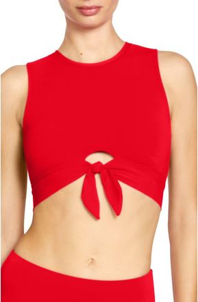 Robin Piccone Ava Tie Front Bikini Top in Fiery Red at Nordstrom, Size Medium