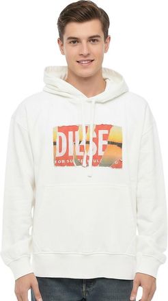 Diesel White Graphic Logo Hoodie