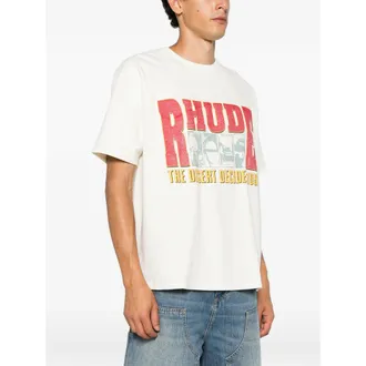 Rhude Logo-Print Cotton T-Shirt - White