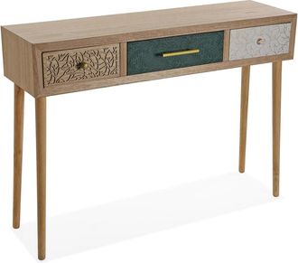 VERSA Consola con 3 cajones en aglomerado efecto madera verde