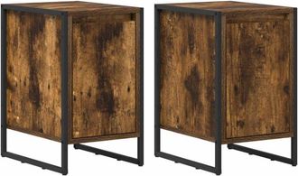 vidaXL Bedside Table 2 pcs Smoke Oak 39.5 x 30 x 50 cm Engineered Wood vidaXL