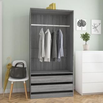 Berkfield Home Wardrobe Grey Sonoma 100x50x200 cm Engineered Wood | Size: 100 x 50 x 200 cm