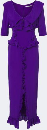 Alessandra Rich Ruffled silk cr&ecirc;pe de chine midi dress