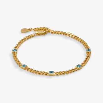 Alex and Ani December Birthstone Blue Zircon Curb Chain Bracelet in Gold at Nordstrom
