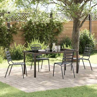 vidaXL Conjunto De Comedor De Jard&iacute;n 5 Pcs Gris Oscuro Acero Vidaxl