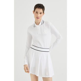 Brunello Cucinelli Stretch cotton piqu&eacute; polo shirt with logo in White at Nordstrom, Size Xx-Large