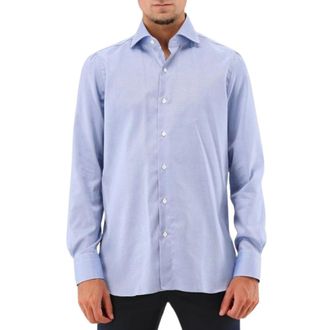 Finamore Formal Shirts, male, Blue, Size: 2XL Blue Eduardo Shirt
