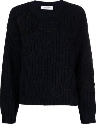 Valentino Garavani Floral-Embroidered Knitted Jumper