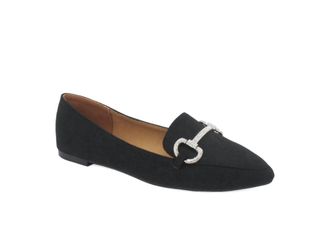 Qupid Womens Swirl Elegant Flat Loafer In Black