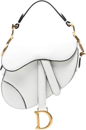 Dior Pre-owned Saddle Bag - Dames - Vintage Schoudertas - Wit - ONE Size - Leer - Vintage