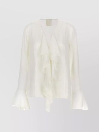 Givenchy flared cuffs ruffled v-neck shirt