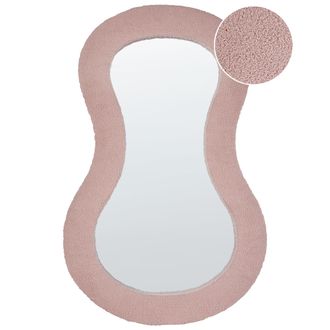 Beliani Beliani - Espejo De Pared Moderno Decorativo Colgante 70 X 112 Cm Marco Mdf Forma Irregular Tejido Boucl&eacute; Rosa Planchez