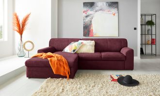 Domo Collection Ecksofa »Topper, elegant und zeitlos, kompaktes Stellmass 245/155cm, L-Form« mit Recamiere, wahlweise mit Schlaffunktion