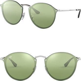 Ray-Ban 59mm Blaze Round Mirrored Sunglasses in Green Mir at Nordstrom Rack