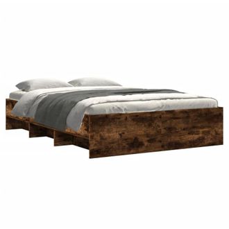 vidaXL Vidaxl - Estructura De Cama Madera De Ingenier&iacute;a Roble Ahumado 135x190cm