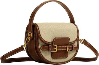 Generic NYSDM Womens Fashionable Retro Splicing Handbag Saddle Bag Casual Versatile Crossbody Bag