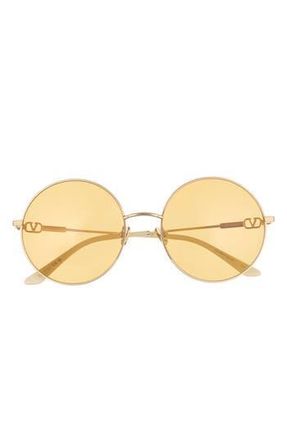 Valentino 50mm Round Sunglasses in Gold Gold Amber at Nordstrom Rack