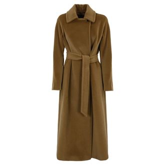 Max Mara Kameelwollen Jas met Brede Kraag - Dames - Mantels - Bruin - Maat: S Wol
